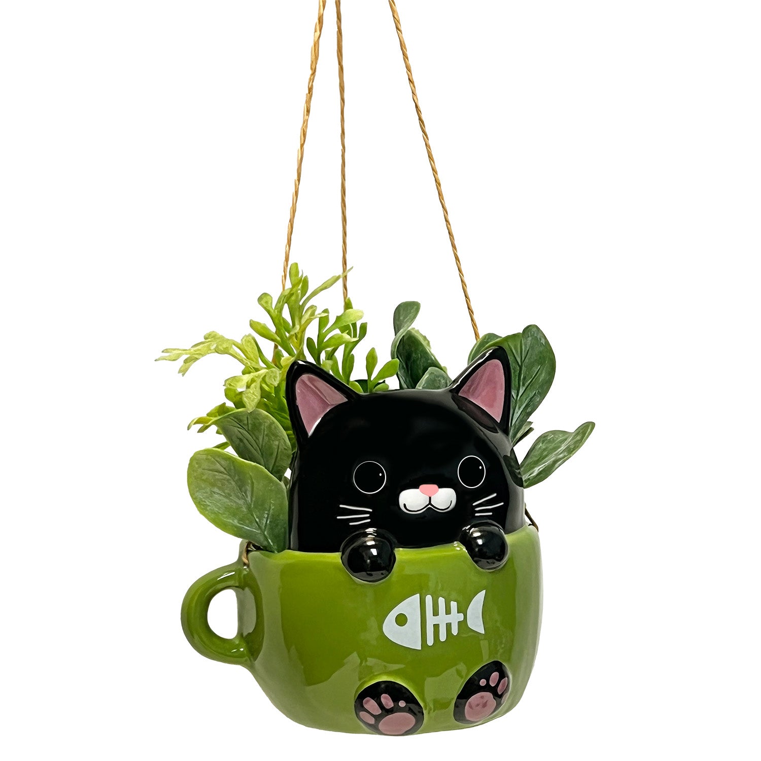 cat pots for plants Cats In Cups Mini Hanging Planters – Streamline Imagined Wholesale
